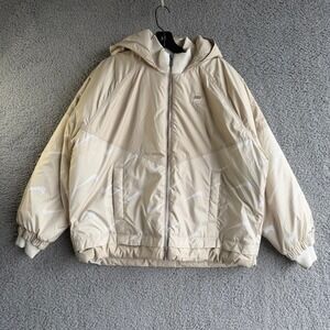 Nike Therma-FIT Repel Hooded Jacket Beige Swoosh Print DD4643-206 Mens Medium